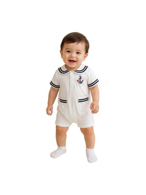 Stylesilove Nautical Sailor Romper Baby Boy Size 80 12-18M NWT
